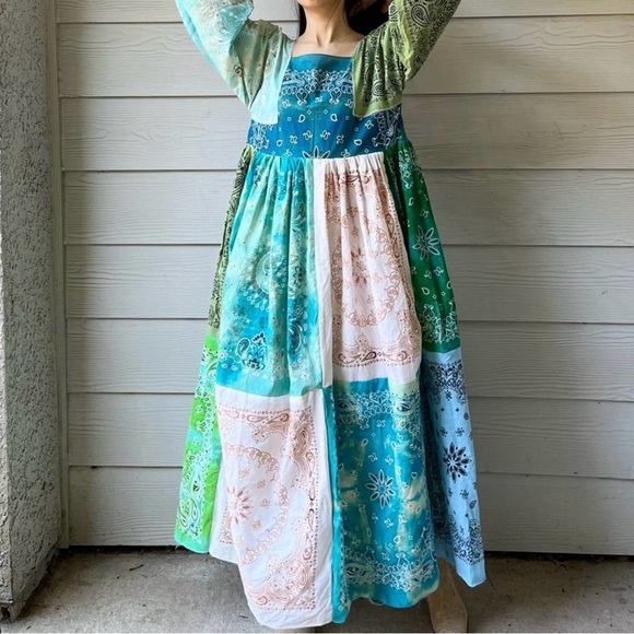 Handmade Bandana Dress/Green/Maxi SKU 72848 - Picture 9 of 10